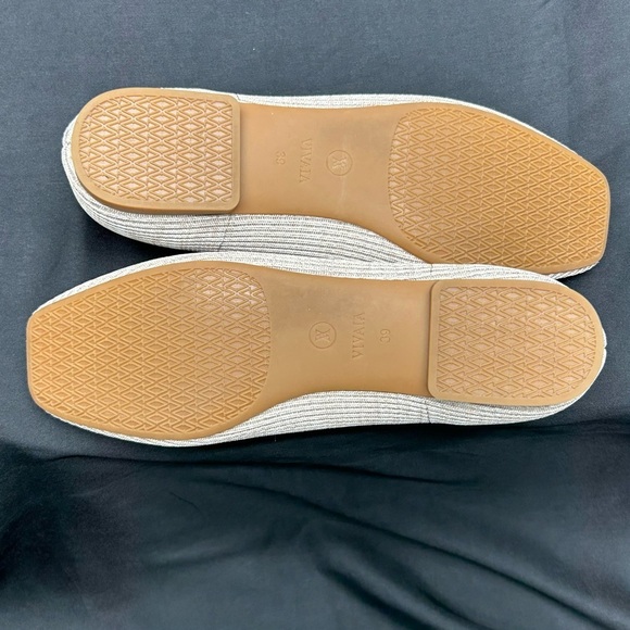 VIVAIA Beige Margot Knit Square Toe V Cut Flats Women’s 39 (8/8.5) LUXURY - Picture 8 of 10